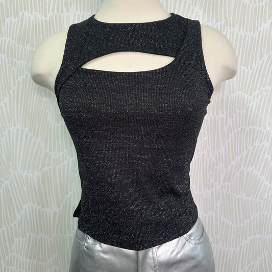 Keyhole shimmer tank-Black and silver