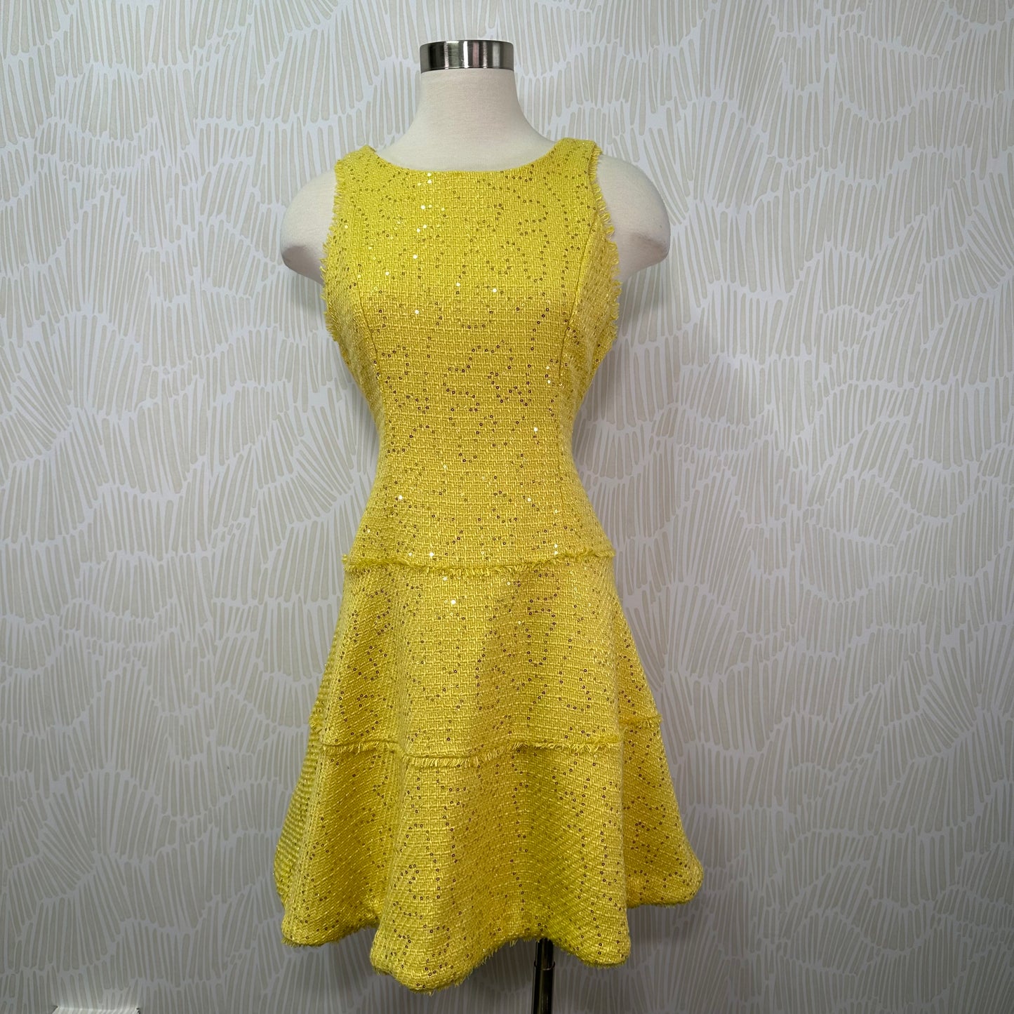 Tweed sequins dress-Yellow