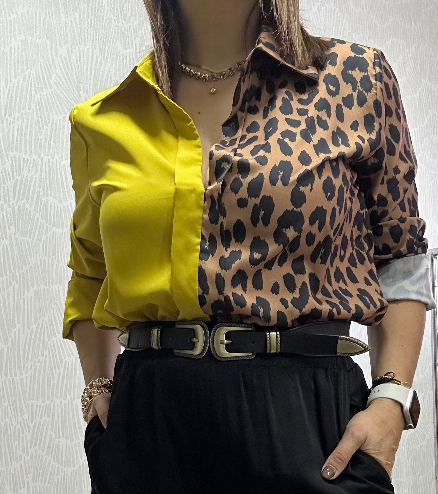 Leopard long sleeve blouse