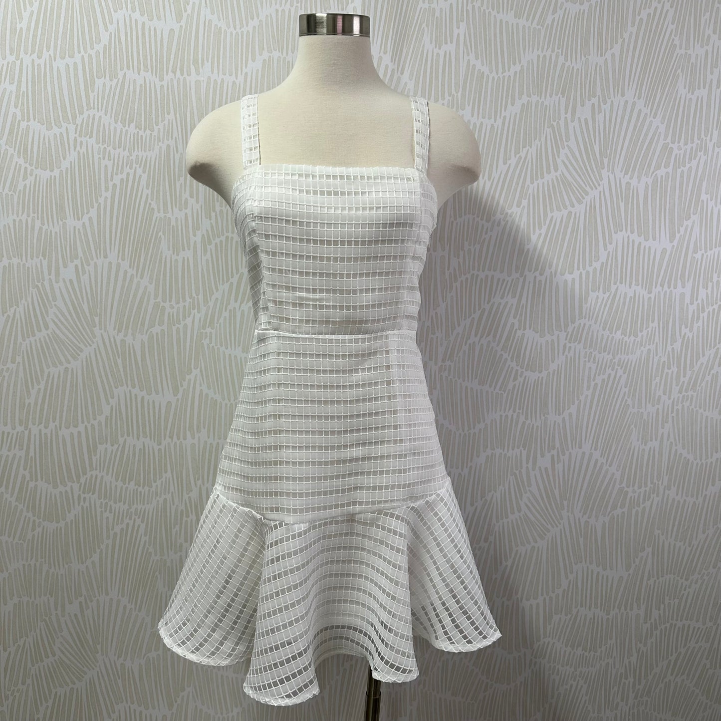 Checkered trumpet skirt dress-White