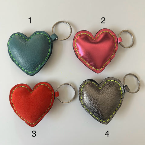 Leather heart keychain