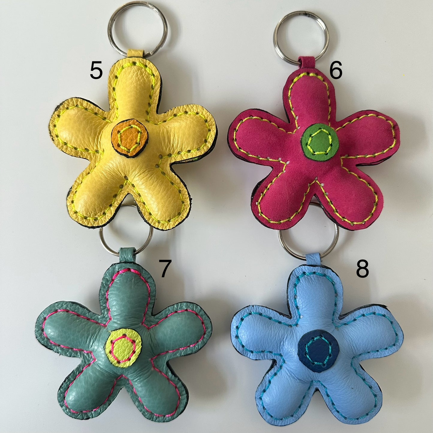 Leather flower keychain