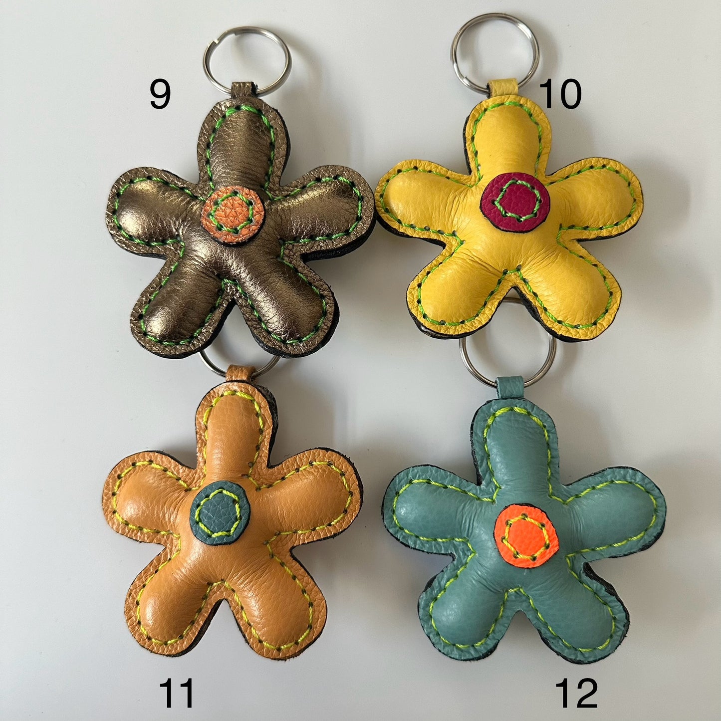 Leather flower keychain