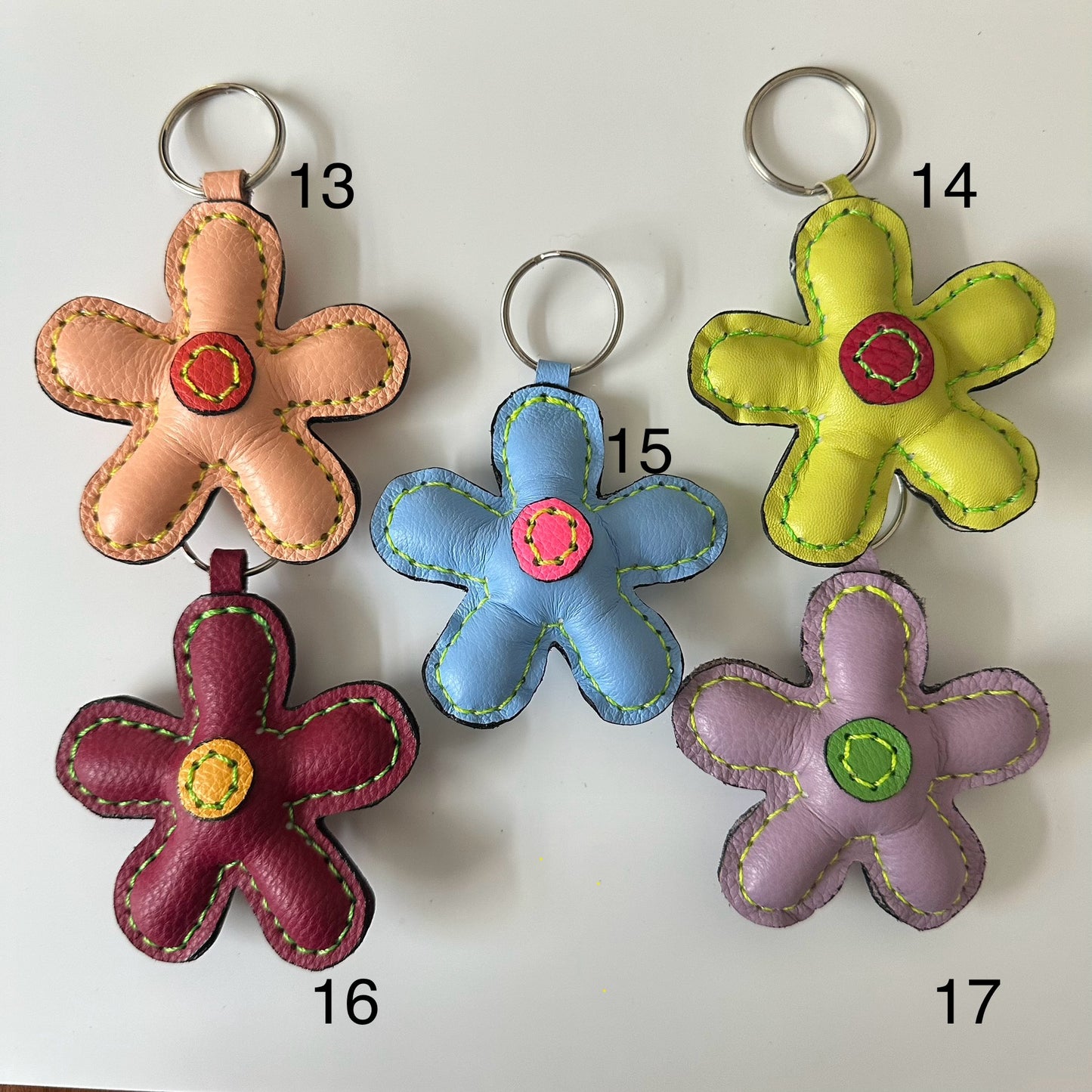 Leather flower keychain