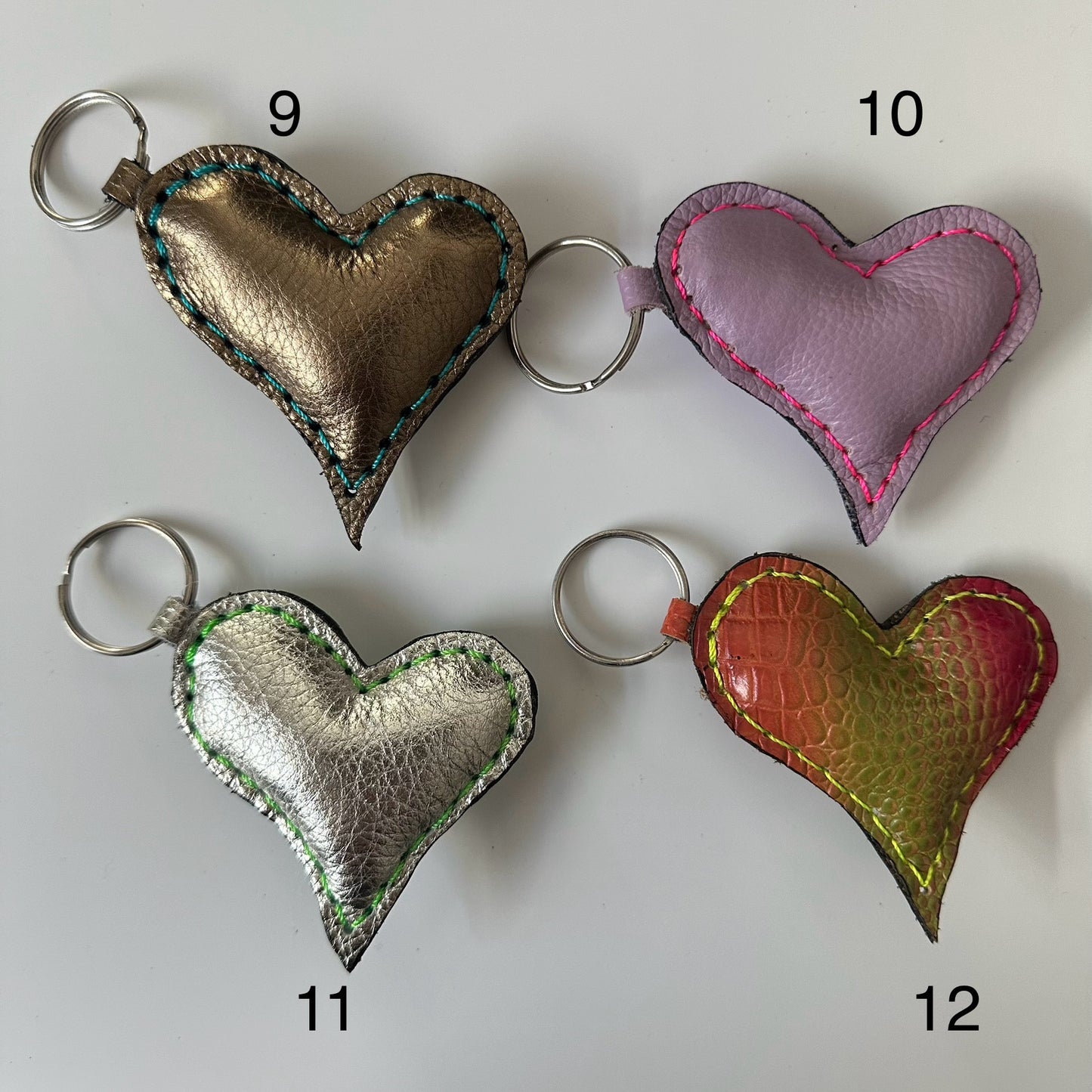 Leather pointy heart keychain