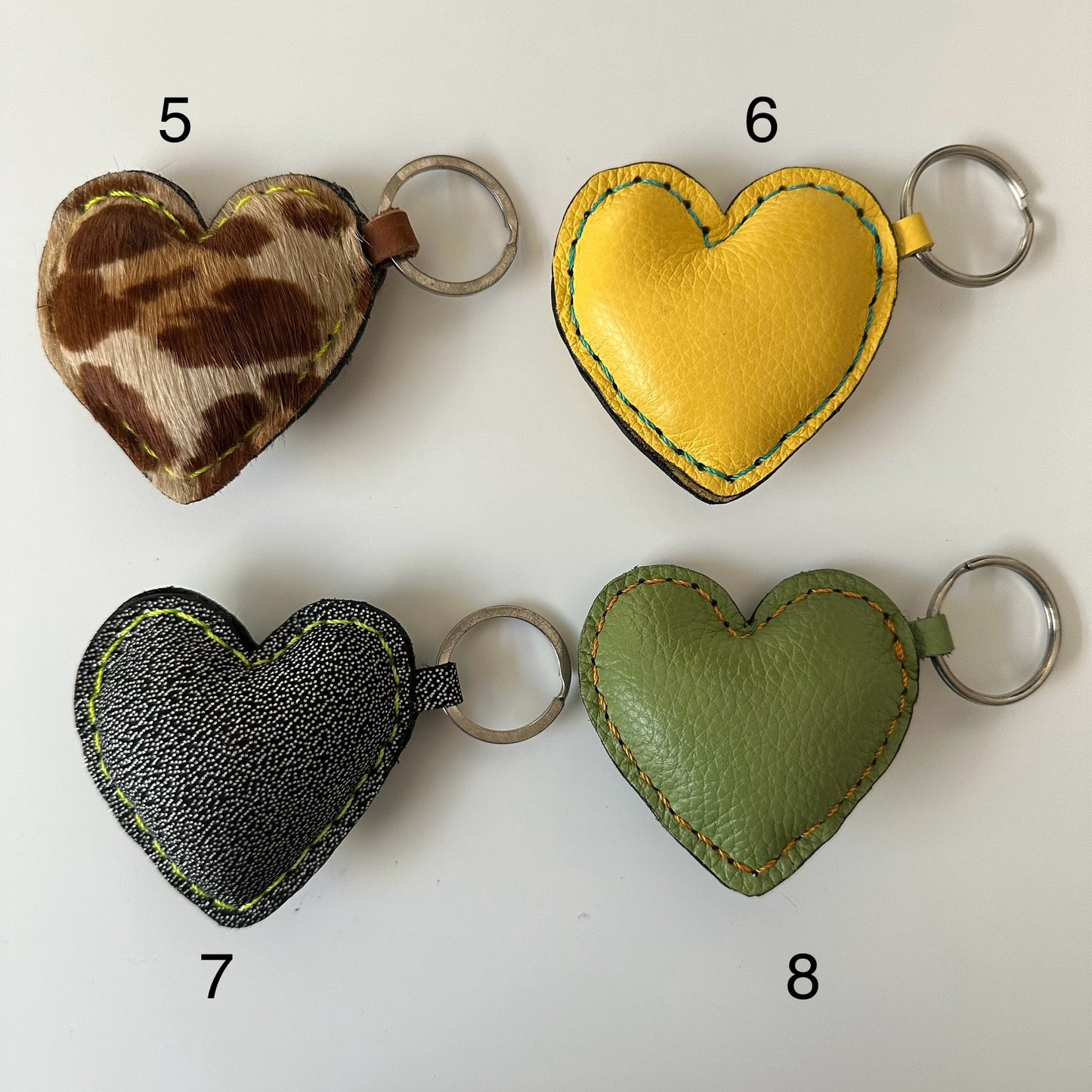 Leather heart keychain