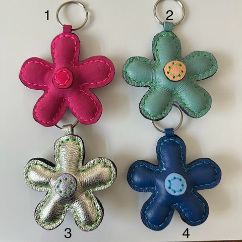 Leather flower keychain