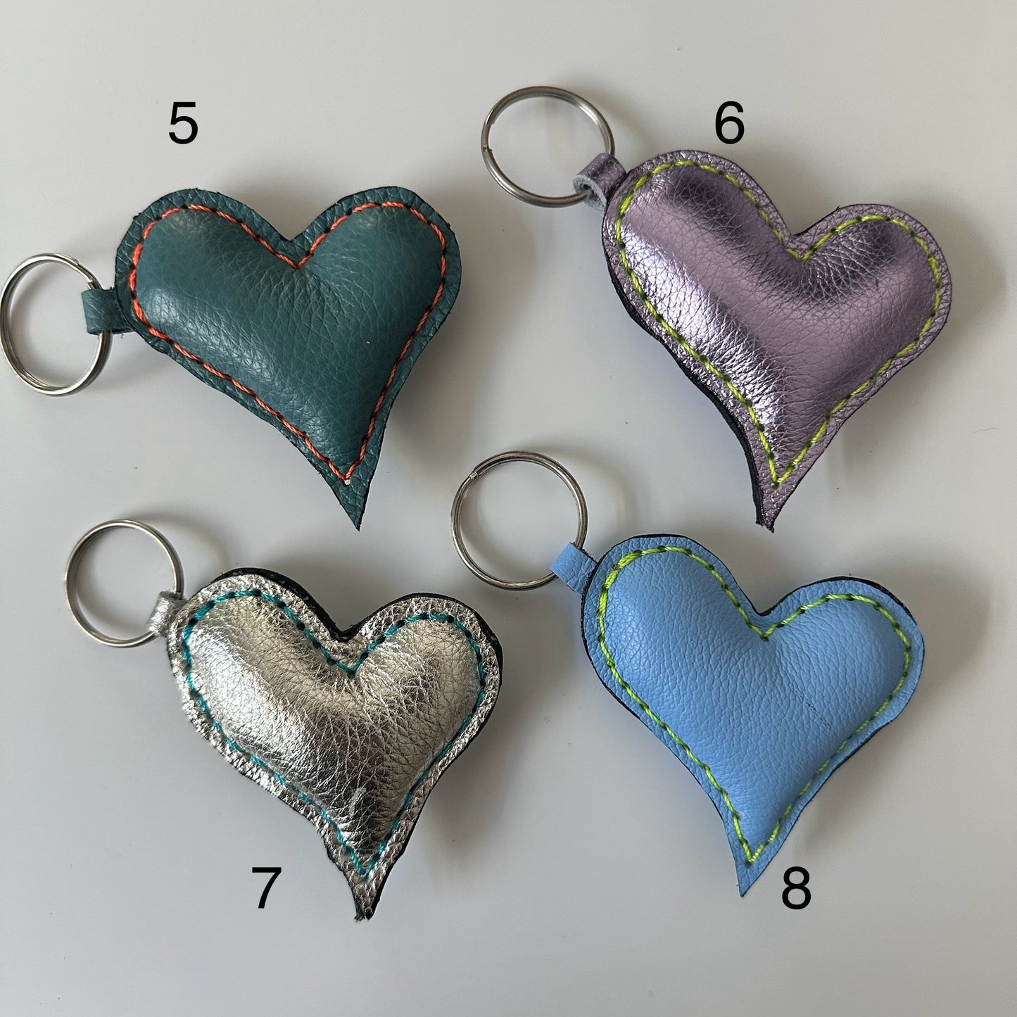 Leather pointy heart keychain