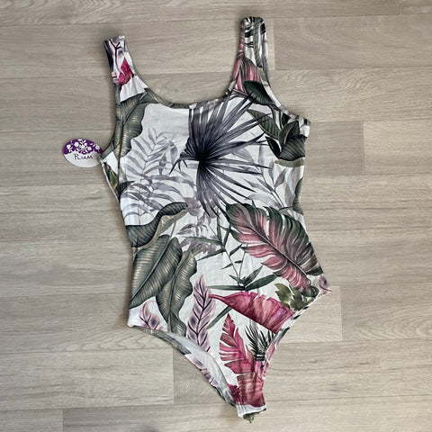 Pink and olive bodysuit