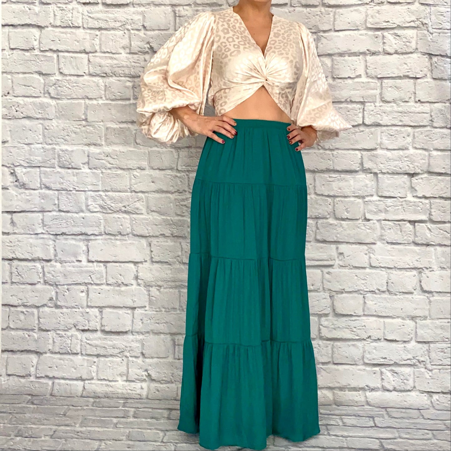 Solid tiered maxi skirt