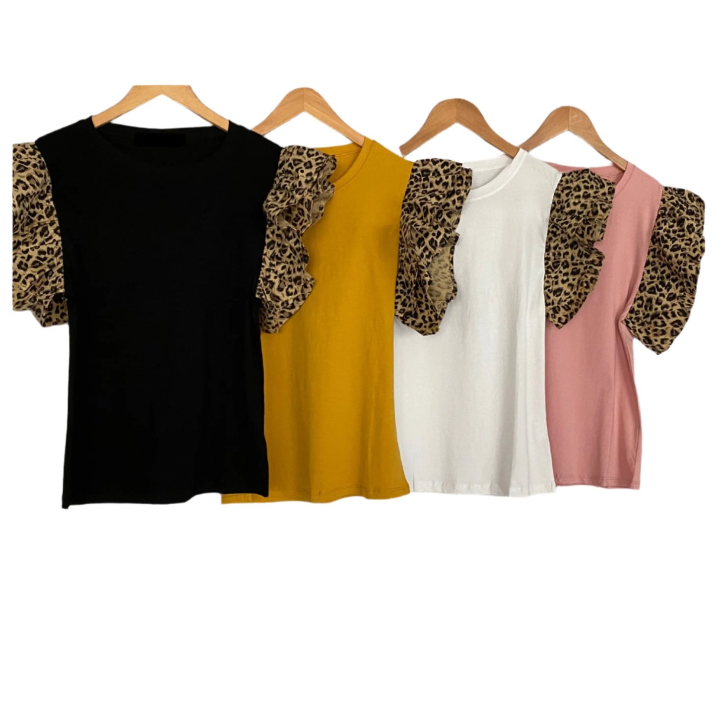 Leopard ruffles sleeve top