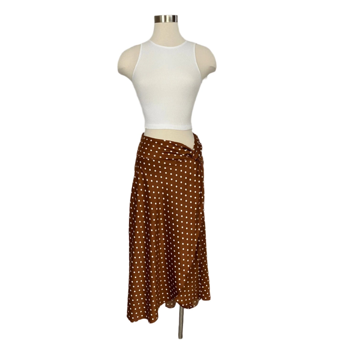 Side knot polkadot skirt