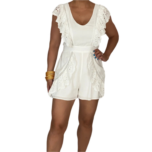 Eyelet ruffle romper