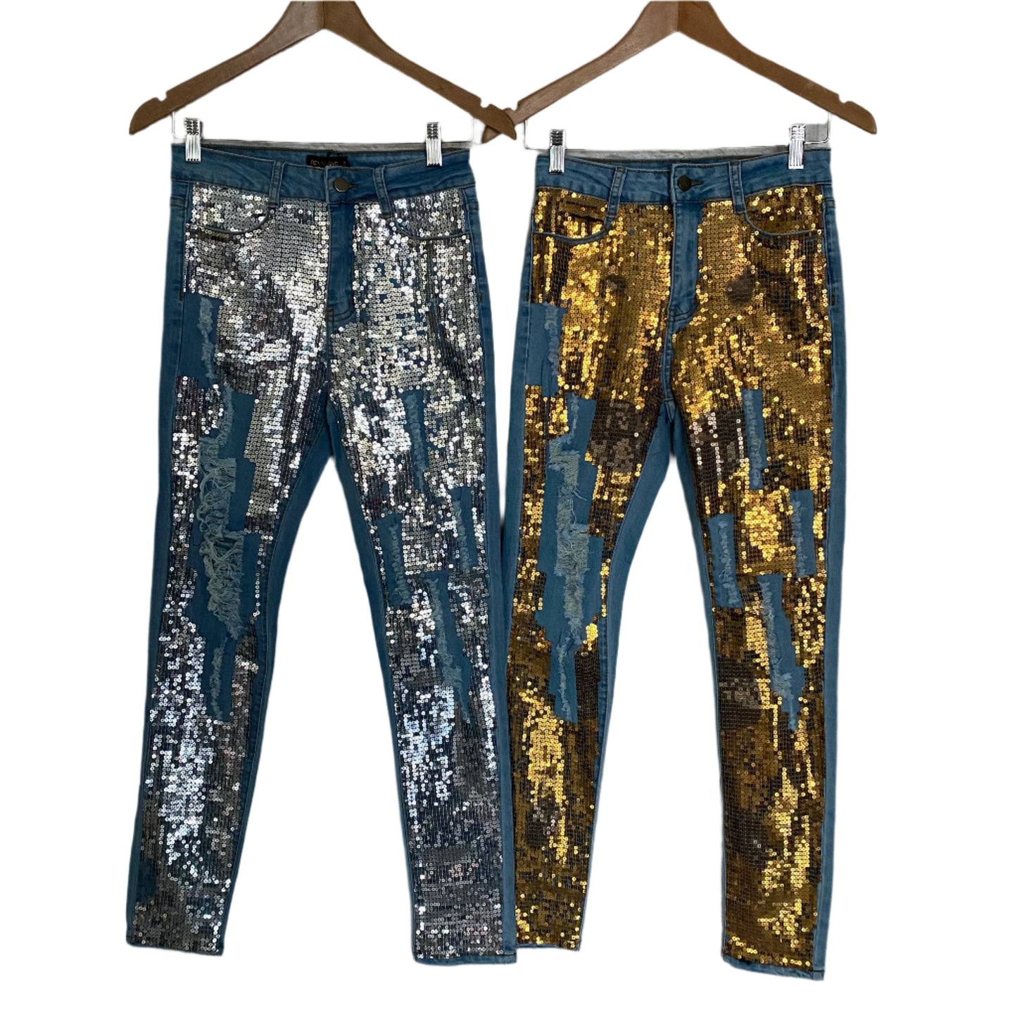 Sequin skinny jeans