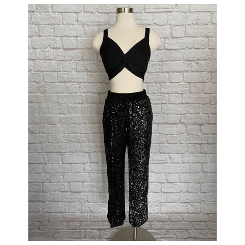 Black and silver sequins jogger