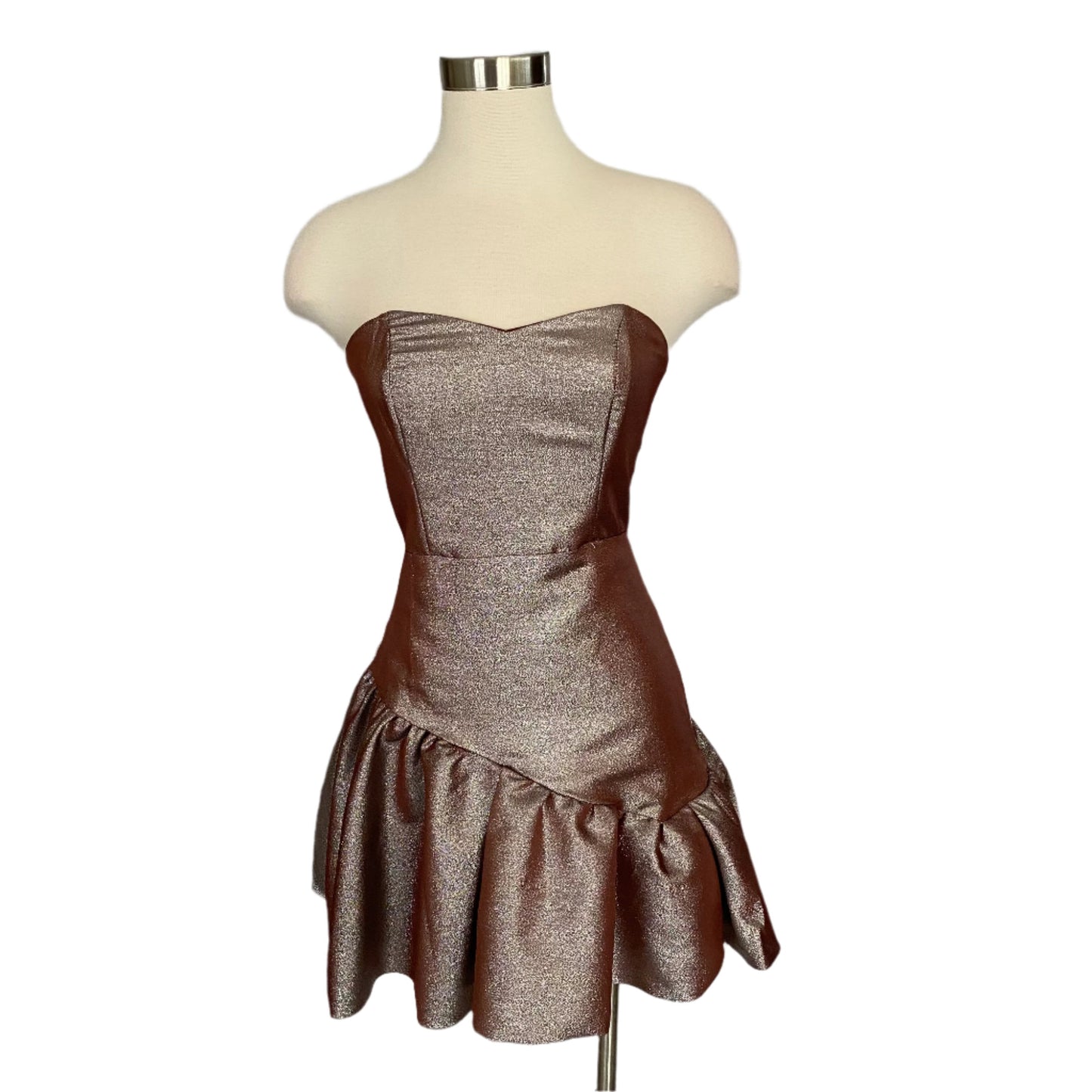 Metallic asymmetrical mini dress