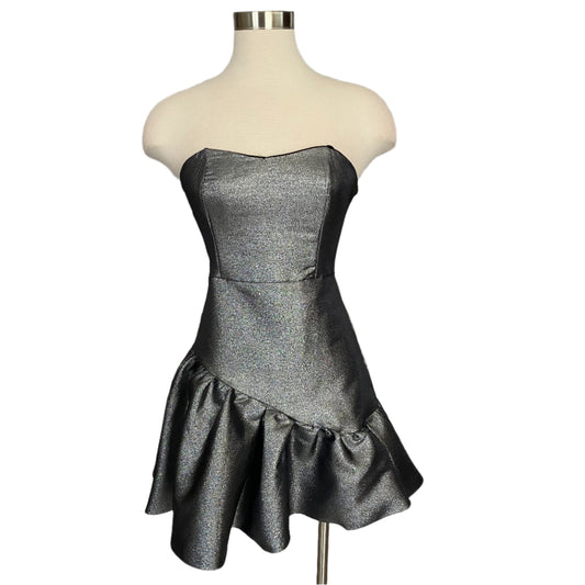 Metallic asymmetrical mini dress