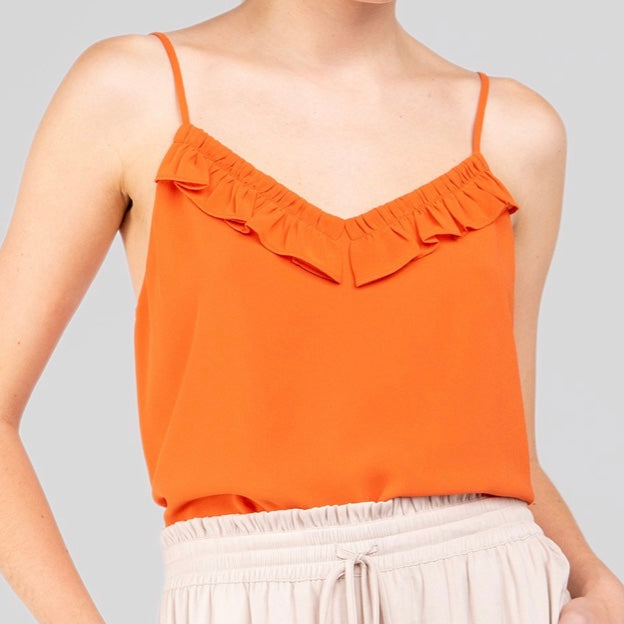 Spaghetti strap ruffle top