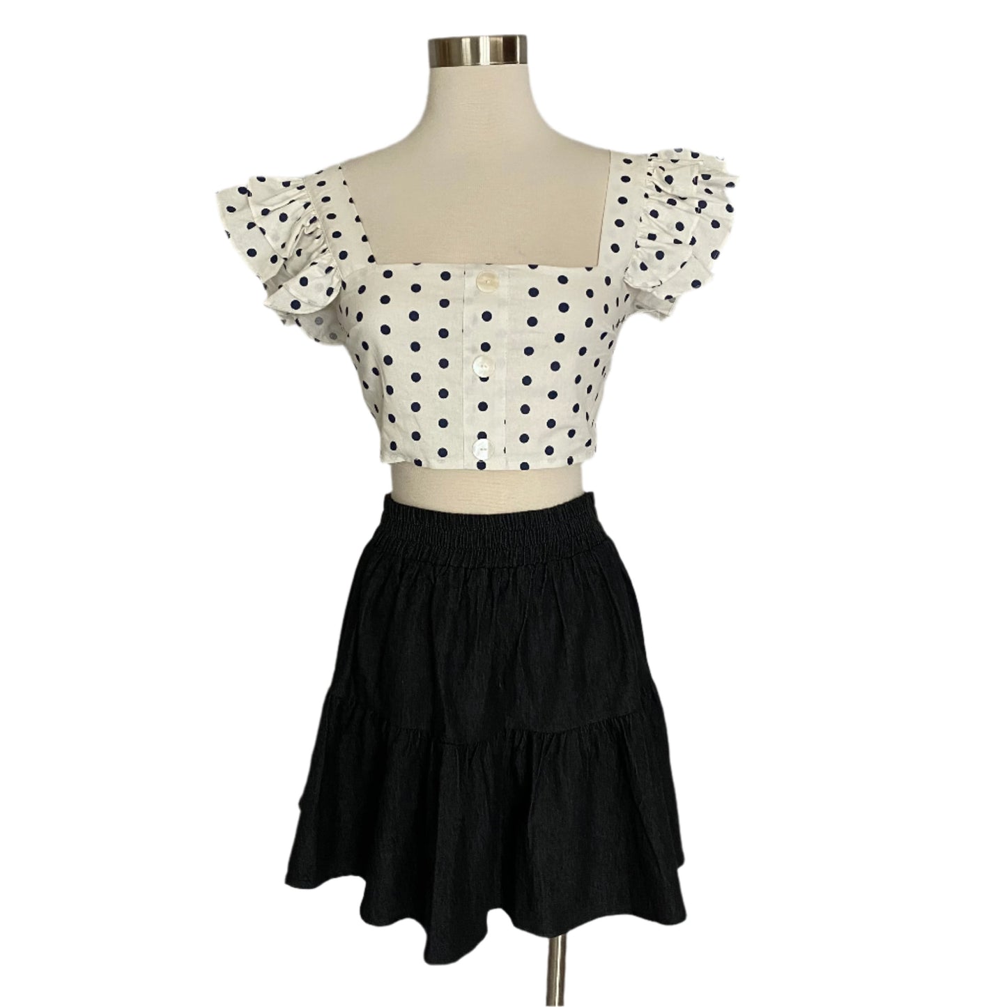 Navy polkadots crop top