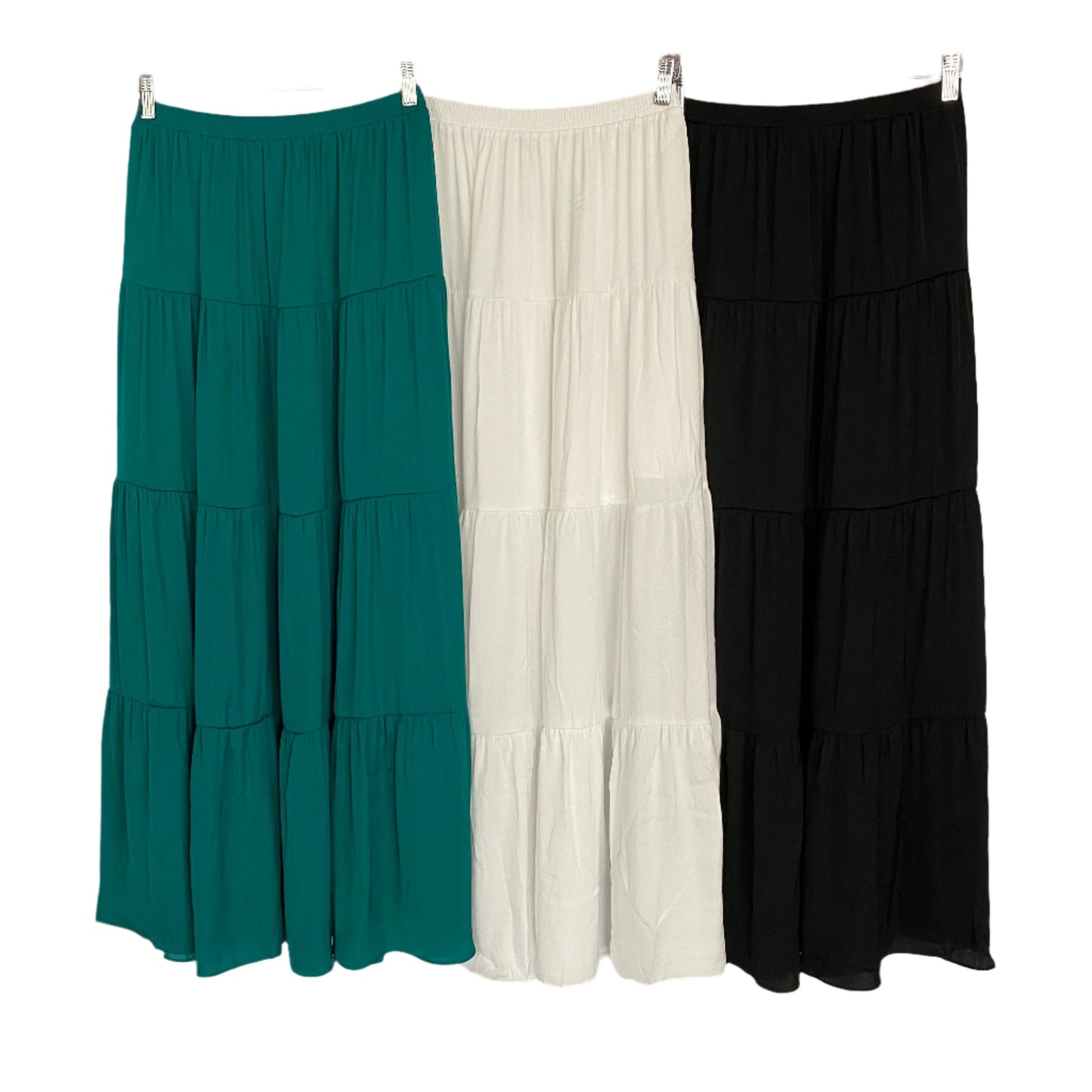 Solid tiered maxi skirt