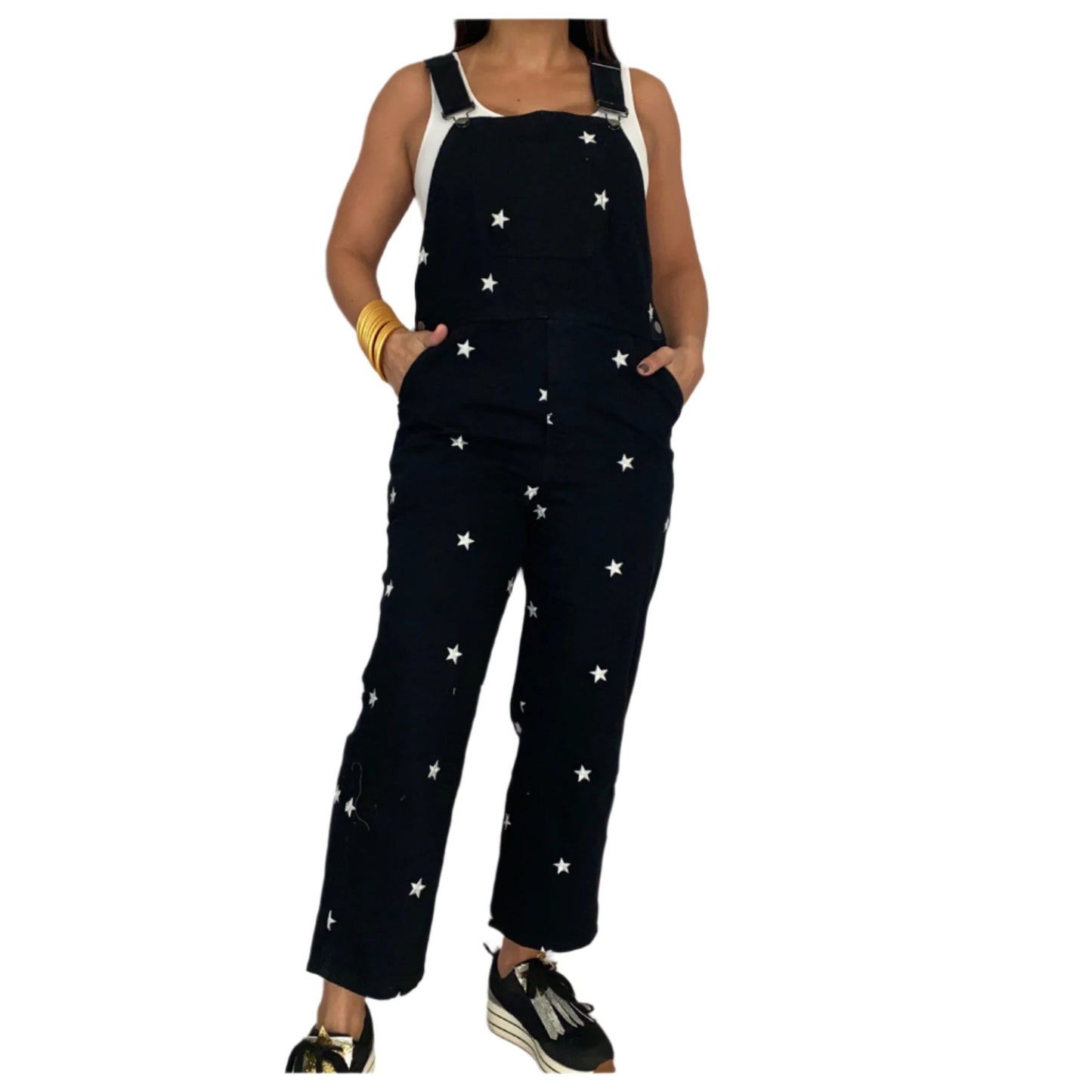 Embroidered stars overall- Black