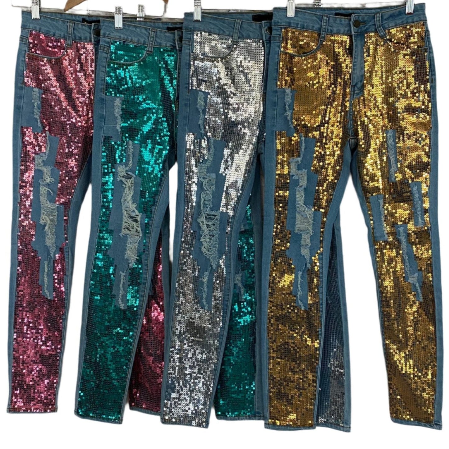 Sequin skinny jeans